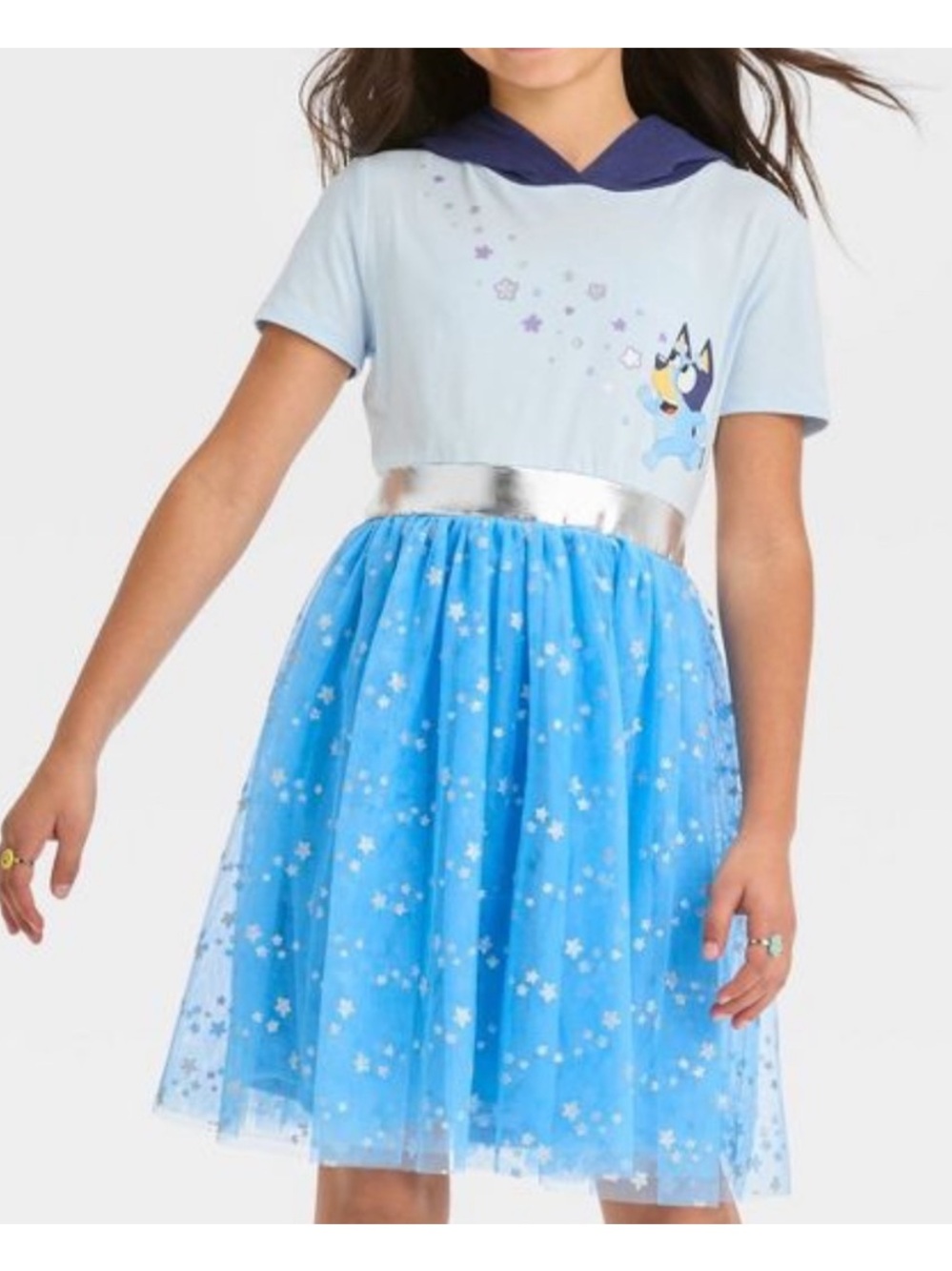 Bluey Cosplay dress Girls Child Size Small 6 7 hood With Ears Blue Tutu Dress